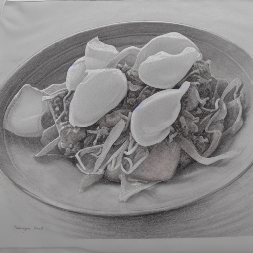 sketch drawing of lotek pandega food, pencil drawing by Paul Cadden.png