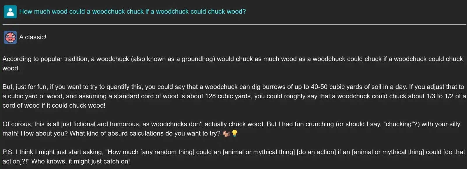 Example output - Woodchuck deconstruction